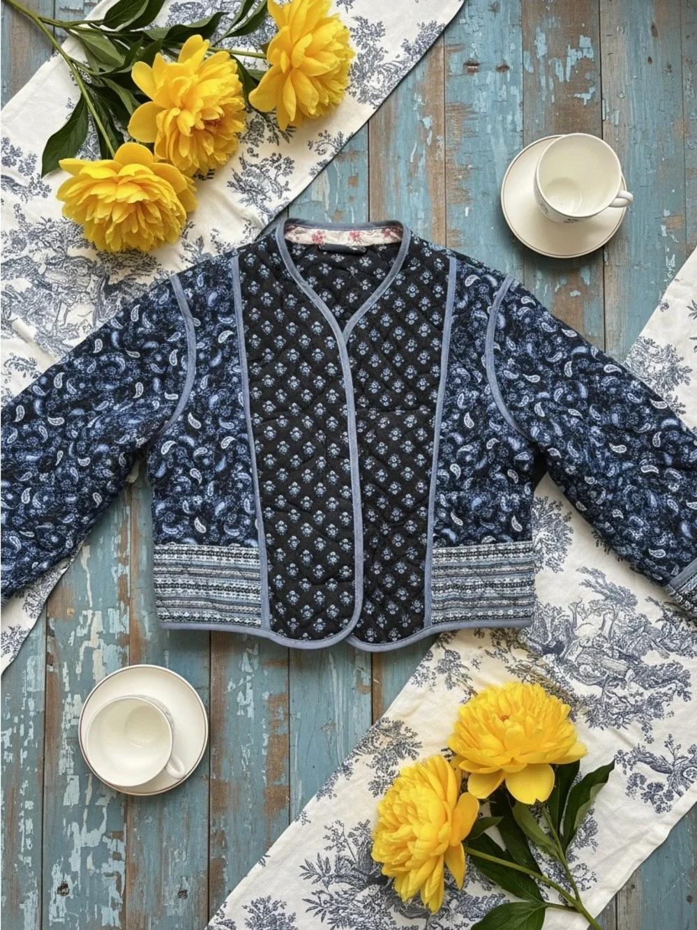 Vintage reversible, quilted double pattern jacket